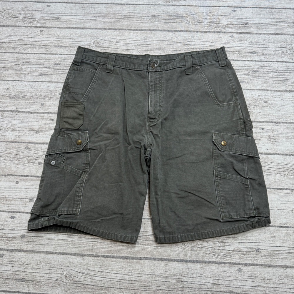 Carhartt Carpenter Shorts Men's 38 Moss Green Relaxed Fit Cargo Ripstop Workwear